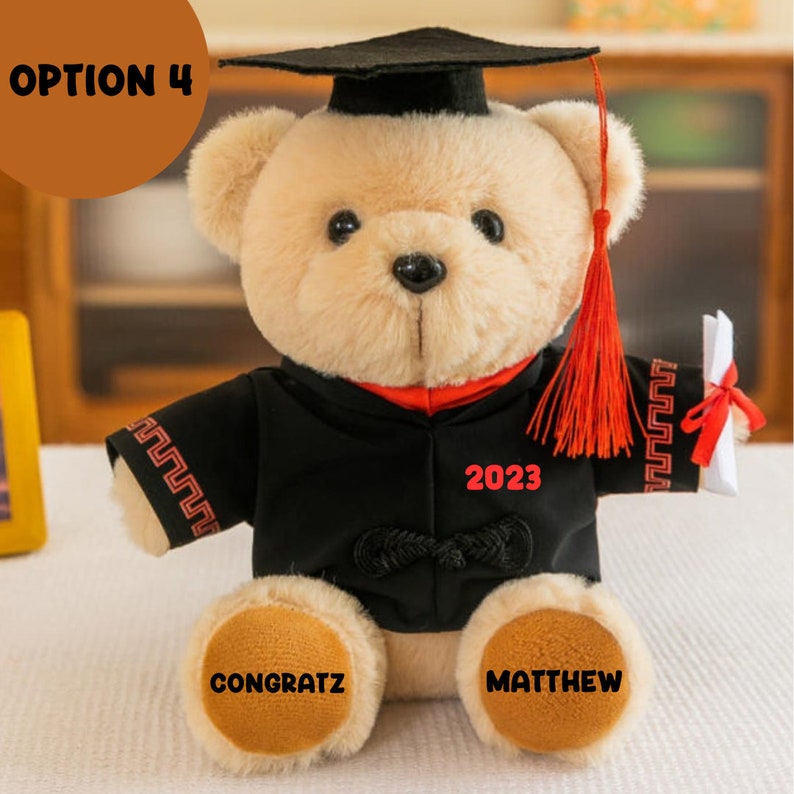 2023 grad bear, Graduation Bear, Teddy Bear Graduation Gift, Cadeau de graduation, Graduation bear tan, Personalized bear in cap and gown Option 4