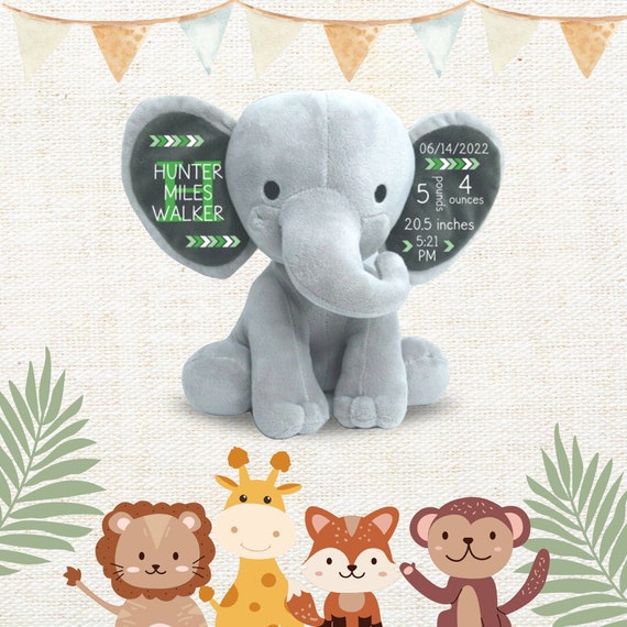 Elephant birth announcement stuffed cheap animal