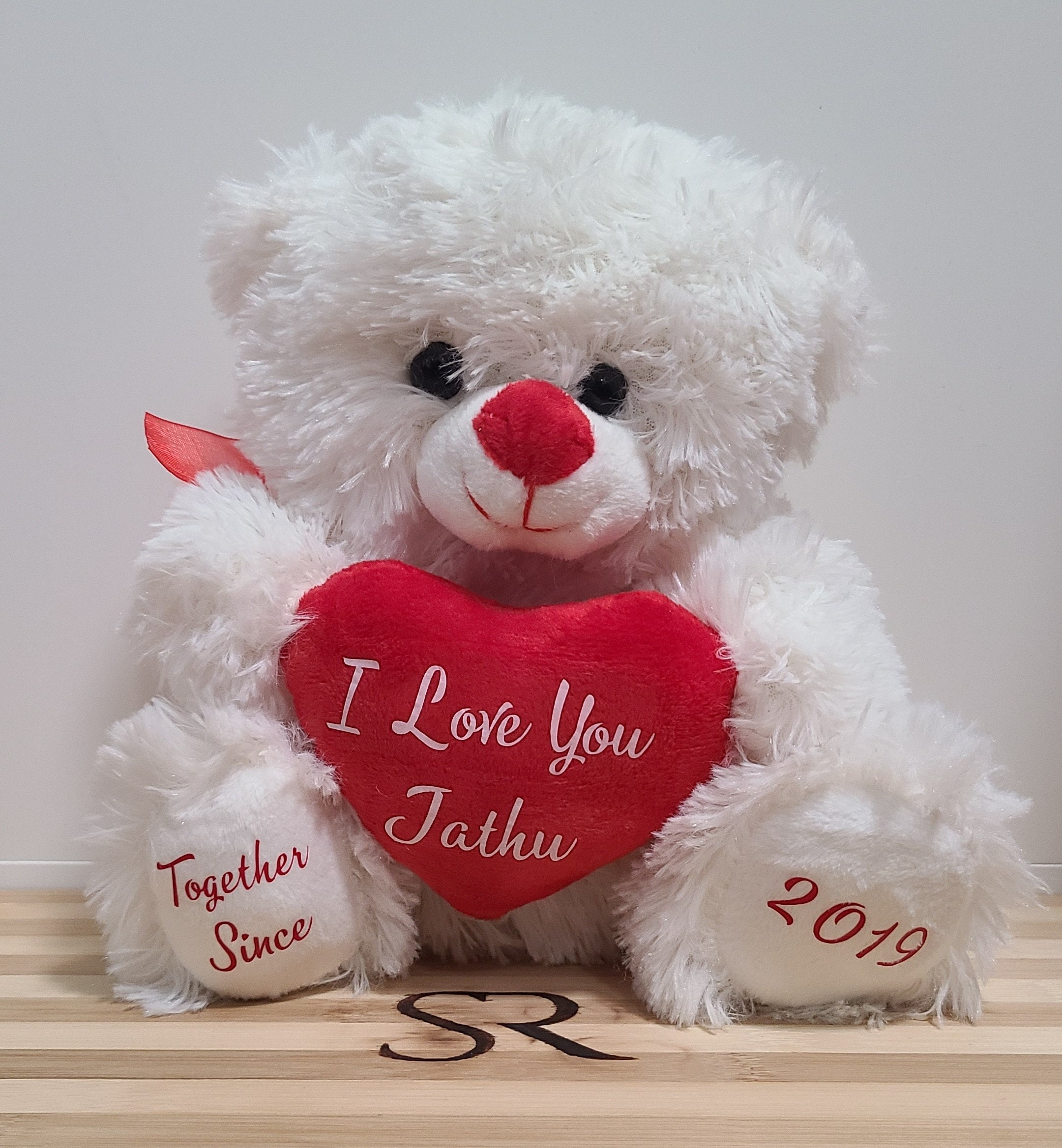 Valentines Gifts Teddy Bear with Heart and Bow & Rose as Personalized  Valentine Gifts for Her/Him, Teddy Bear with Name or Text for Women on