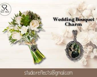 Custom Oval Photo Memorial Charm for Wedding Bouquet - Personalized Keepsake