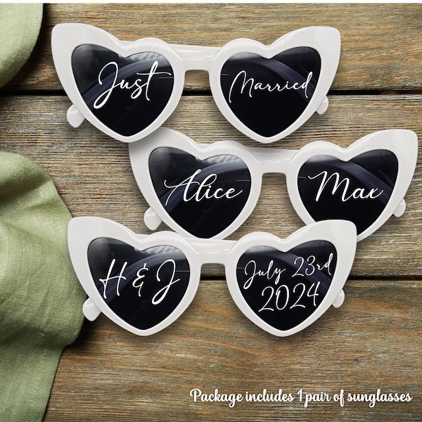 Personalisierte Herz-Sonnenbrille für Braut und Bräutigam - trendiges Hochzeits-Verlobungsgeschenk