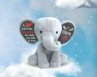 Memorial Keepsake, Loss of loved one, Loss of family member , Stuffed Elephant toy, Loss of grandparent, Loss of child, A hug from heaven