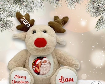 Personalized Christmas Reindeer Plush Toy: Handmade Holiday Stuffed Animal Gift for Kids & Adults