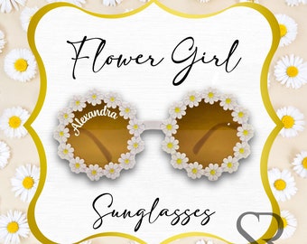 Lunettes de soleil fleuries personnalisées pour enfants, lunettes de soleil tendance pour jeunes invités à un mariage, cadeaux bien pensés pour demoiselles d'honneur, lunettes de soleil tendance estivales