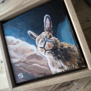 Acrylic Painting Wildlife rabbit, Original Painting, rabbit Baby, Wall Art, Animal art