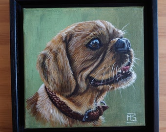 Handgeschilderd dierenportret met acrylverf op canvas, acrylschilderij van uw huisdier, huisdier acrylverf