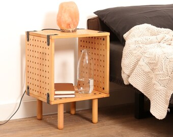 Bedside Table, Nightstand, Minimalist Bedroom Furniture, Wooden Commode, Wooden Square Nightstand