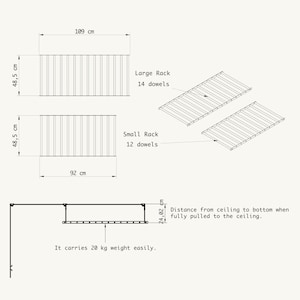 Laundry Drying Rack, Ceiling Mounted Clothes Drying Rack, Laundry Hanging Rack, Laundry Rack Wood, Drying Rack For Laundry, Clothes Airer image 10