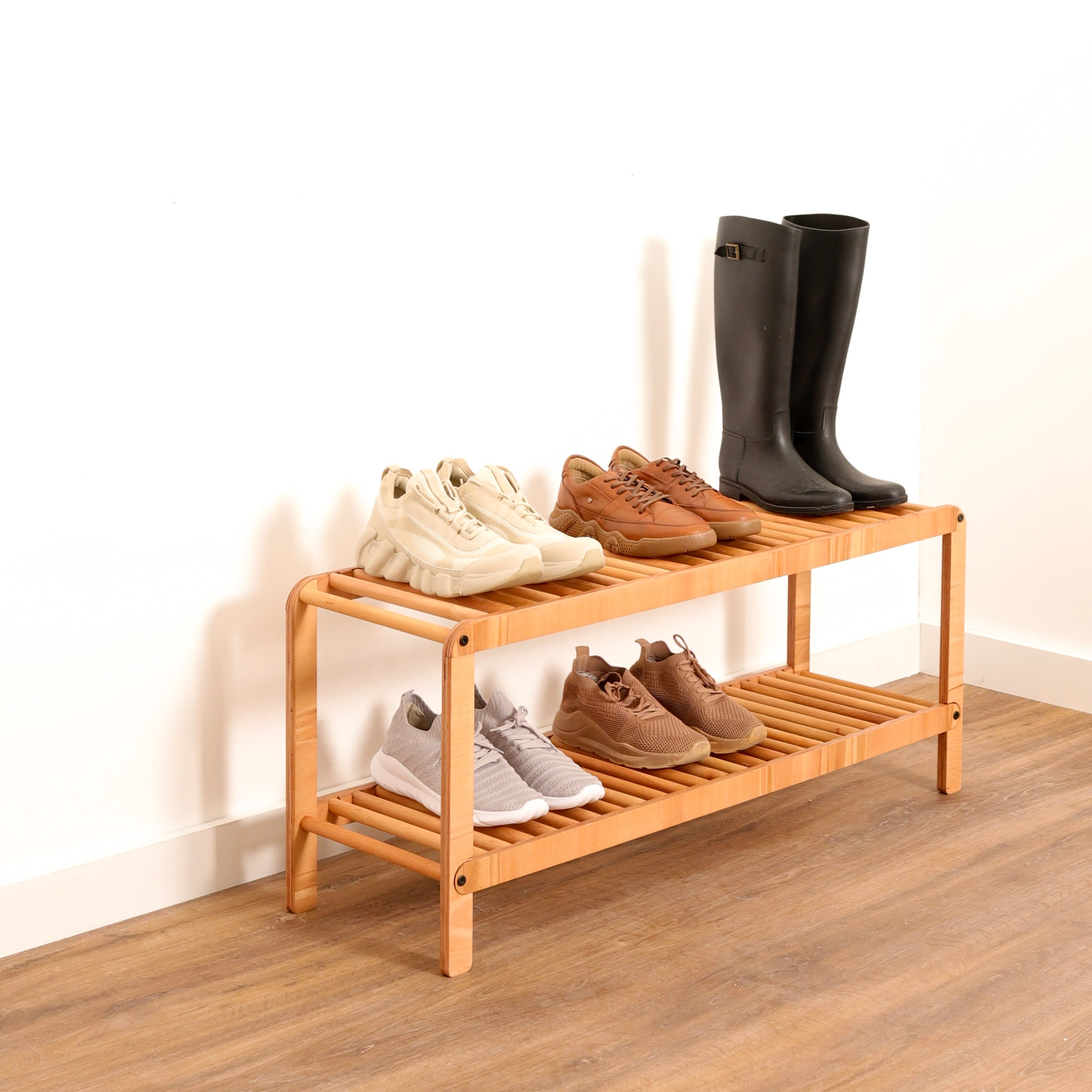 Casa e arredi Contenitori e organizer Porta scarpe Rack pieghevole a 3 livelli Bamboo Shoe Organizer Stand Storage Shelf Home Office 