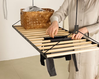 Laundry Drying Rack Ceiling Mounted Clothes Drying Rack Laundry Hanging Rack Laundry Rack Wood Drying Rack for Laundry Clothes Airer Etsy