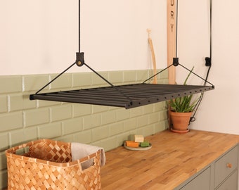 Hängender Wäscheständer, Traditionelle Lufttrockner, Hängender Trockenständer, Decken-Wäschetrockner, Schwarzes Wäschedekor