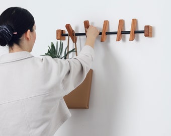 Wäscheschrank mit Haken, Holzhaken, Holz Wandaufhänger für Kleidung, Wäschestubenaufhänger, Metall Hakenhaken, Moderne Wandhaken