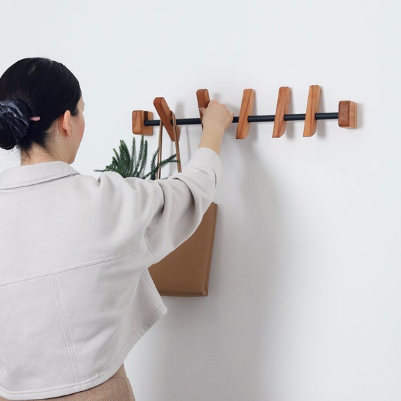 Laundry Room With Hooks Wooden Peg Coat Rack Wood Wall Hanger for Clothes Laundry Room Hanger Metal Hook Rack Modern Wall Hooks Etsy