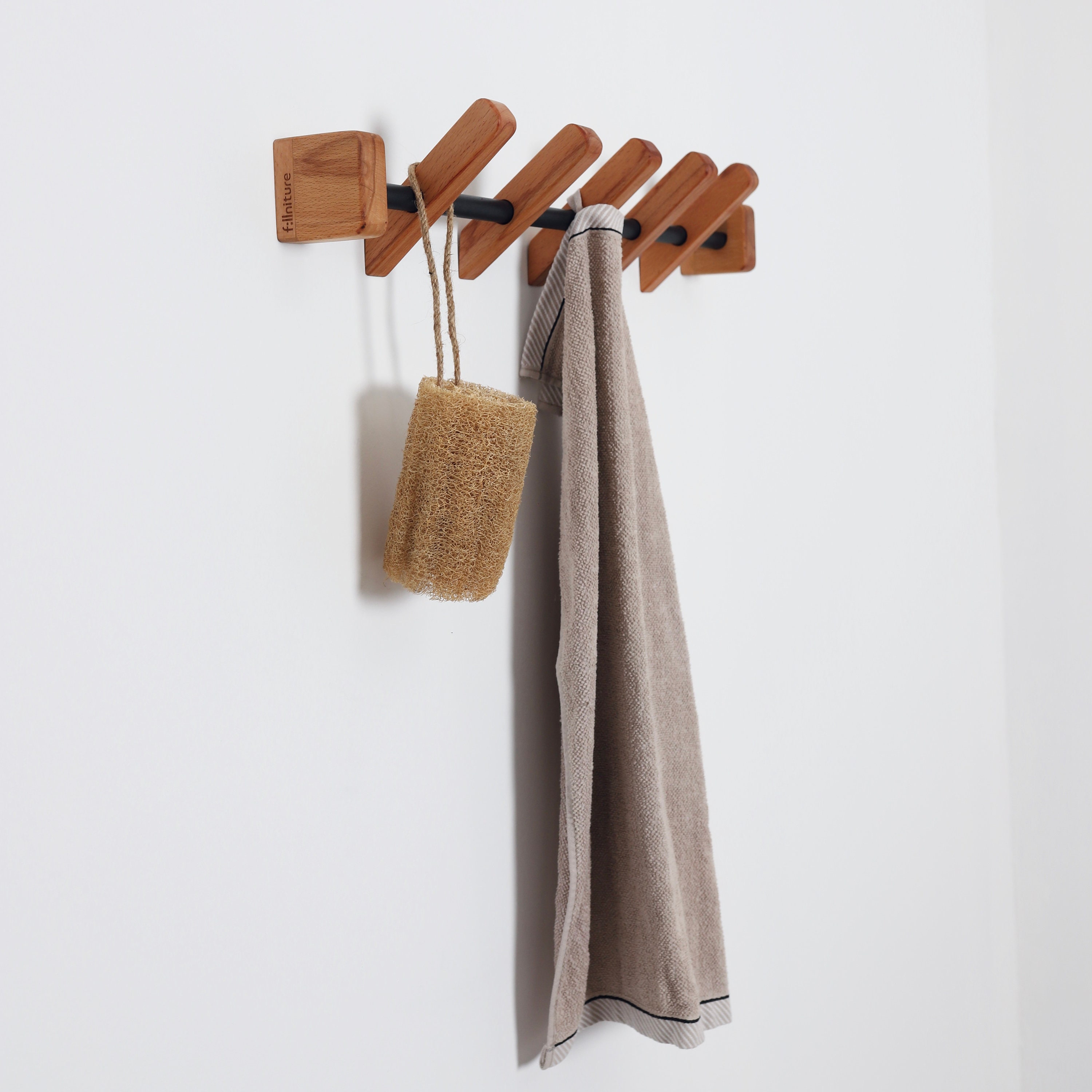 Towel Hanger, Robe Hook, Wooden Peg Rack, Towel Hook for Wall