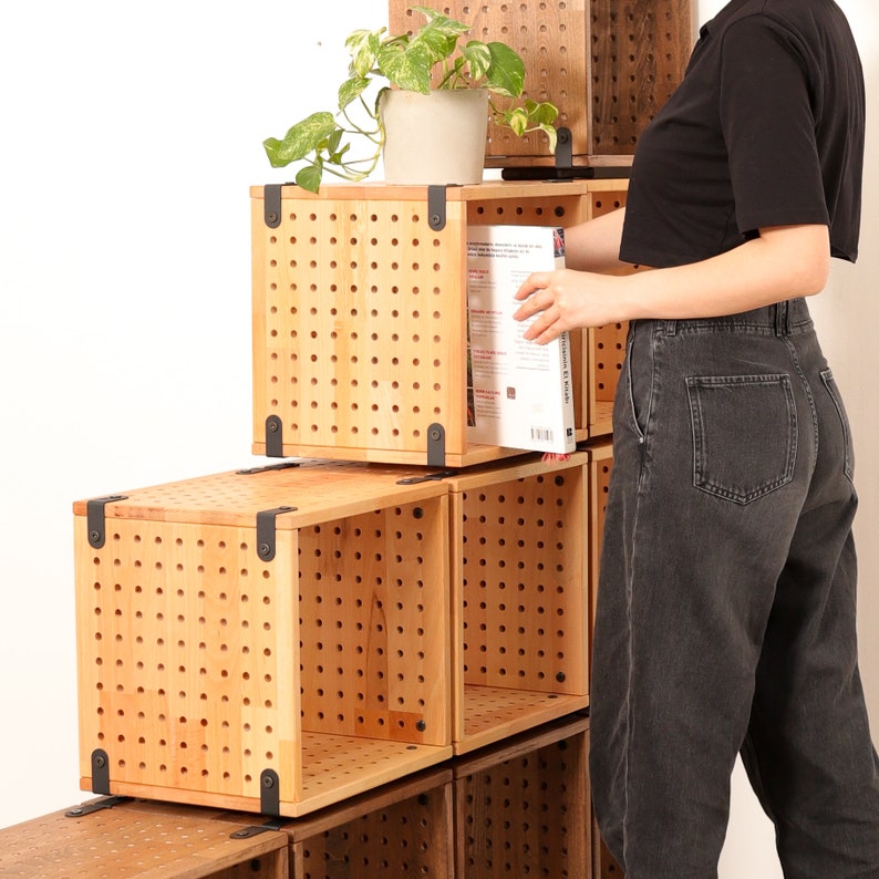 Modular Shelving, Storage Unit, Modular Bookshelf, Modular Furniture , Coffee Table, Bookcase, Solid Wood Shelf image 5