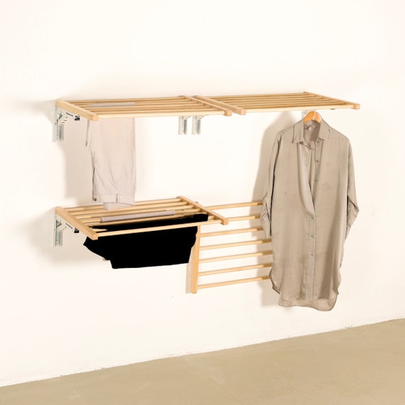 Small wooden clothes drying rack hotsell