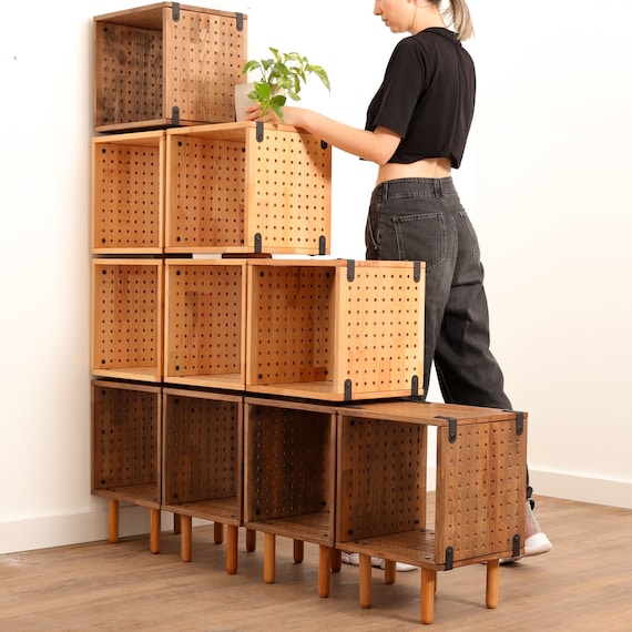 Cube de rangement, Bibliothèque en bois, Rangement pour disques