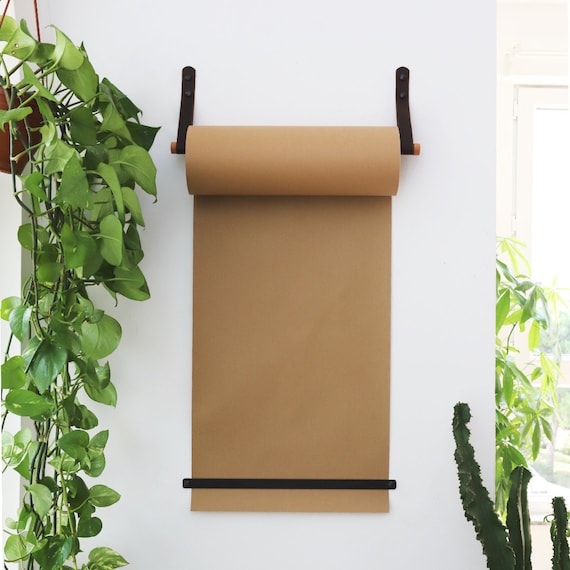 Wall Mounted Paper Roll Holder Studio Kraft Paper Hanger W/ Leather Straps  Note Board Dispenser, Brown Wall Paper Pad Butcher Paper Sign -  Israel
