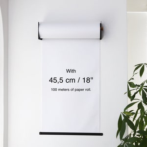 Kraft Paper Holder, Wall Mounted Paper Dispenser, Studio Roller, Hanging Daily Note Roll, 18” White Paper Roll, Cafe Menu Board