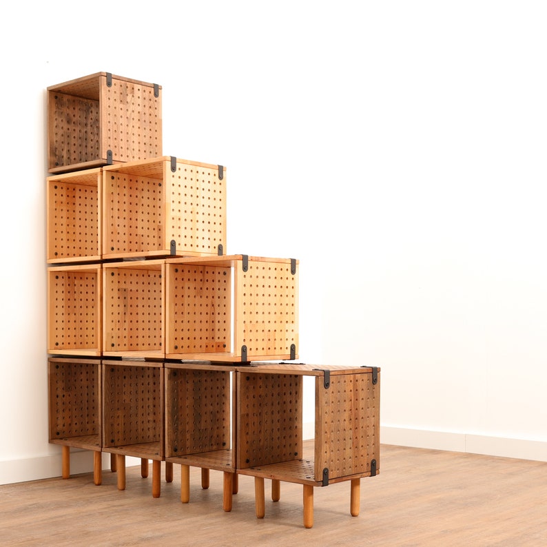 Storage Cube Wood Bookcase Record Storage Shelving Unit Tv Etsy