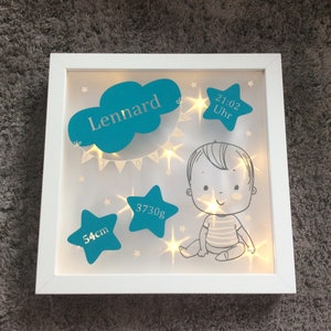 Illuminated photo frame with birth dates