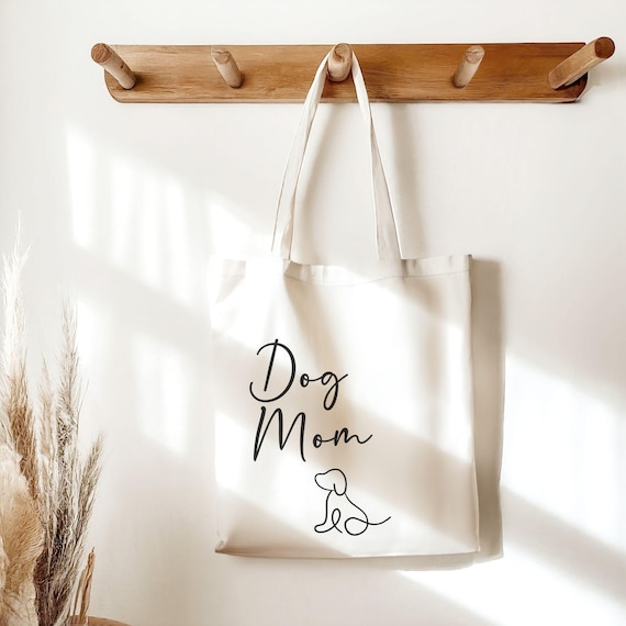 Dog Mom Stoffbeutel | Jutebeutel Dog Mom Geschenk | Stofftasche für Hundemama | Nachhaltige Einkaufstasche Hunde, Geschenk für Hundebesitzer