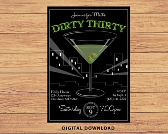 Dirty martini party invitation digital download
