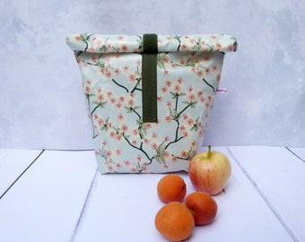 Lunchbag / Zerowaste - Nachhaltig / Kirschblüten auf hellblau / Geschek für Einschulung