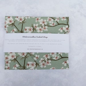 Sandwich Wrap "Cherry Blossoms mint" / Sustainable, Reusable, Zero waste, Zero Waste, zerowaste