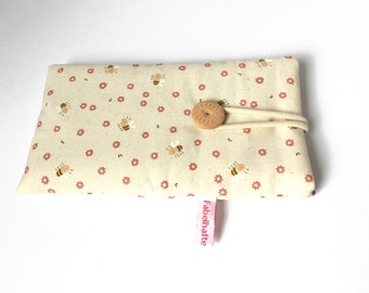 Handytasche , Handyhülle (L) "Bienen und rosa Blumen" - Natur