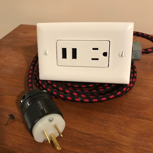10ft tressé rallonge électrique avec prises USB