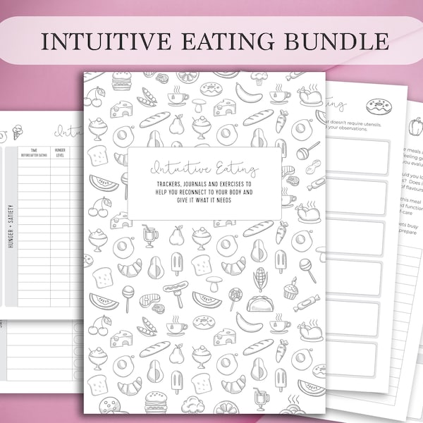 Intuitive Eating Bundle Mindful Eating Tracker, Intuitive Eating Daily Journal,