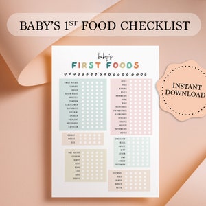 Food exposure list for babies! Baby's first foods, baby led weaning, BLW, baby food tracker, PDF, printable