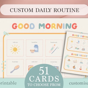 Customisable Routine Chart Printable, Daily Rhythm, Routine Chart, Daily Routine for Toddlers, Routine Checklist, Kids Visual Schedule