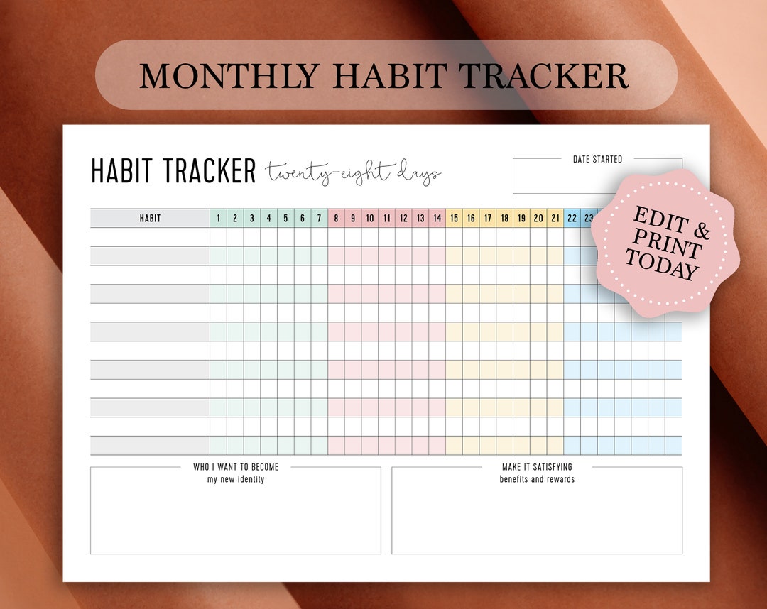 HABIT TRACKER printable Atomic habits Monthly habit log Etsy Portugal HABIT TRACKER printable Atomic habits Monthly habit log Etsy Portugal