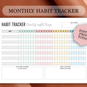 habit tracker printable atomic habits monthly habit log etsy