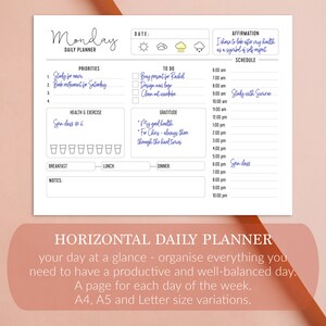 Horizontal Printable 7 Day Planner | Daily Planner | Day Planner ...