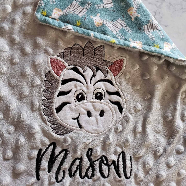Personalized Safari Baby Blanket // Zebra Embroidered Baby Etsy