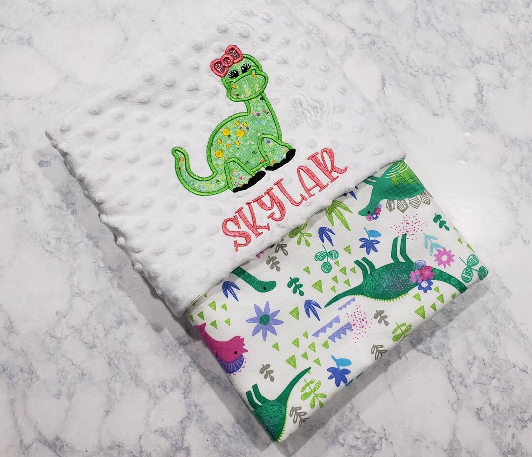 Personalized Dinosaur Baby Blanket / Girl Dinosaur Blanket Etsy