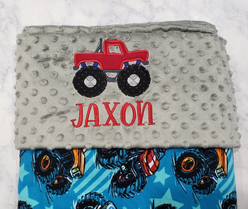 Personalized Monster Truck Embroidered Baby Blanket / Etsy