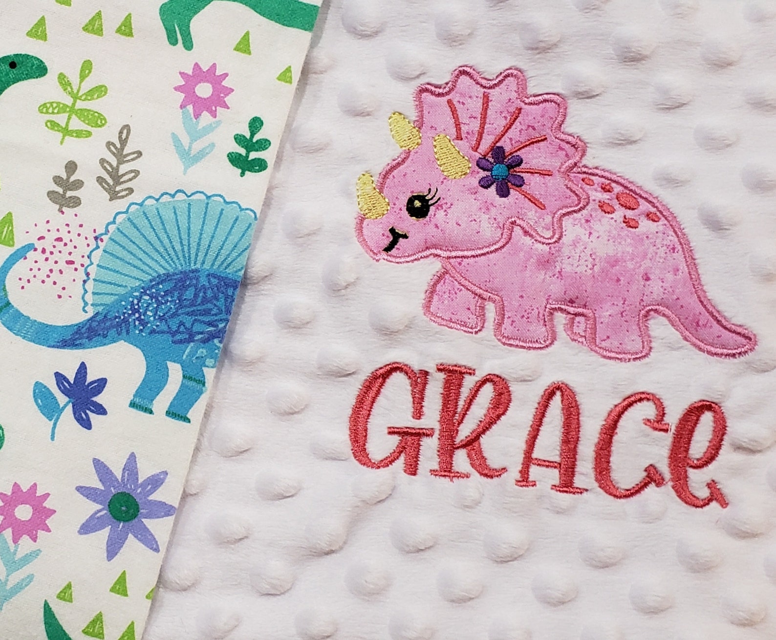 Personalized Dinosaur Baby Blanket / Girl Dinosaur Blanket Etsy