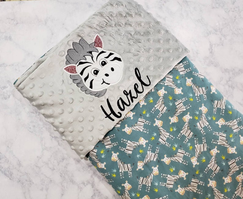 Personalized Safari Baby Blanket // Zebra Embroidered Baby Etsy