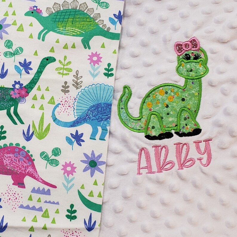 Personalized Dinosaur Baby Blanket / Girl Dinosaur Blanket Etsy
