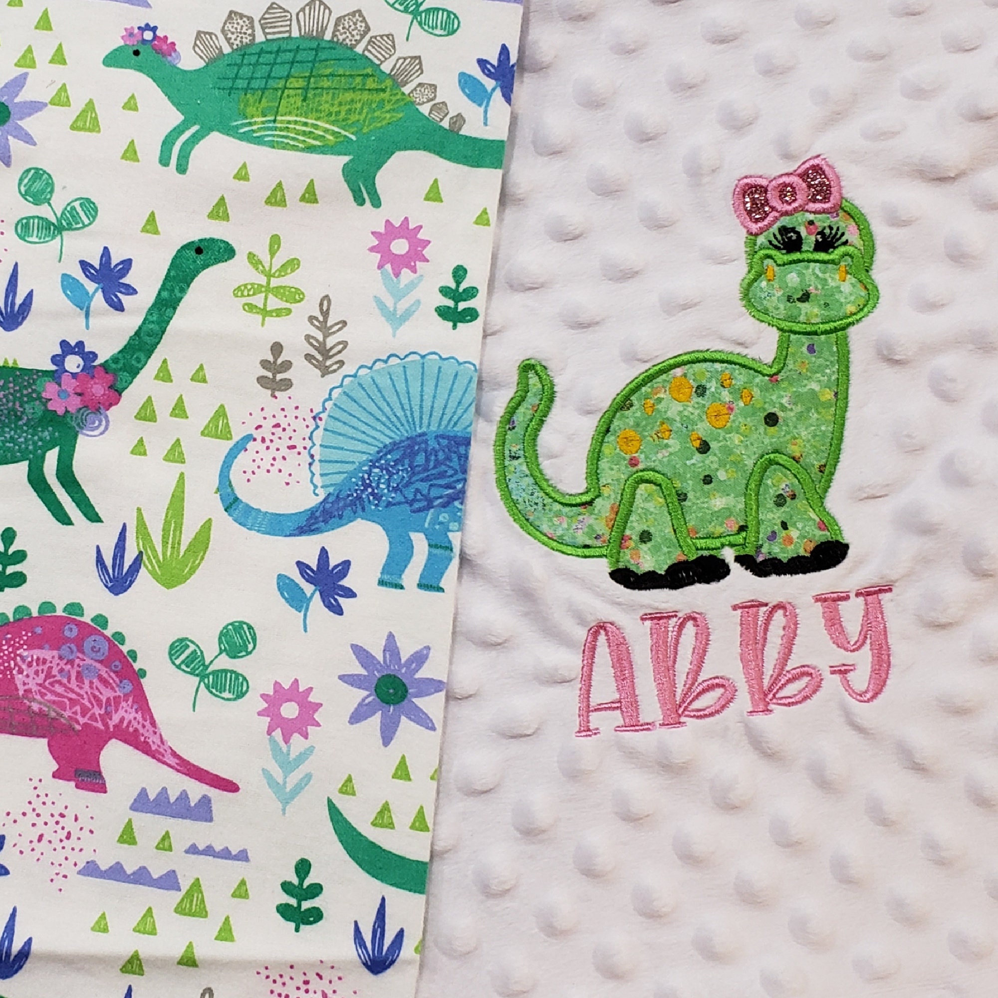 Personalized Dinosaur Baby Blanket / Girl Dinosaur Blanket Etsy