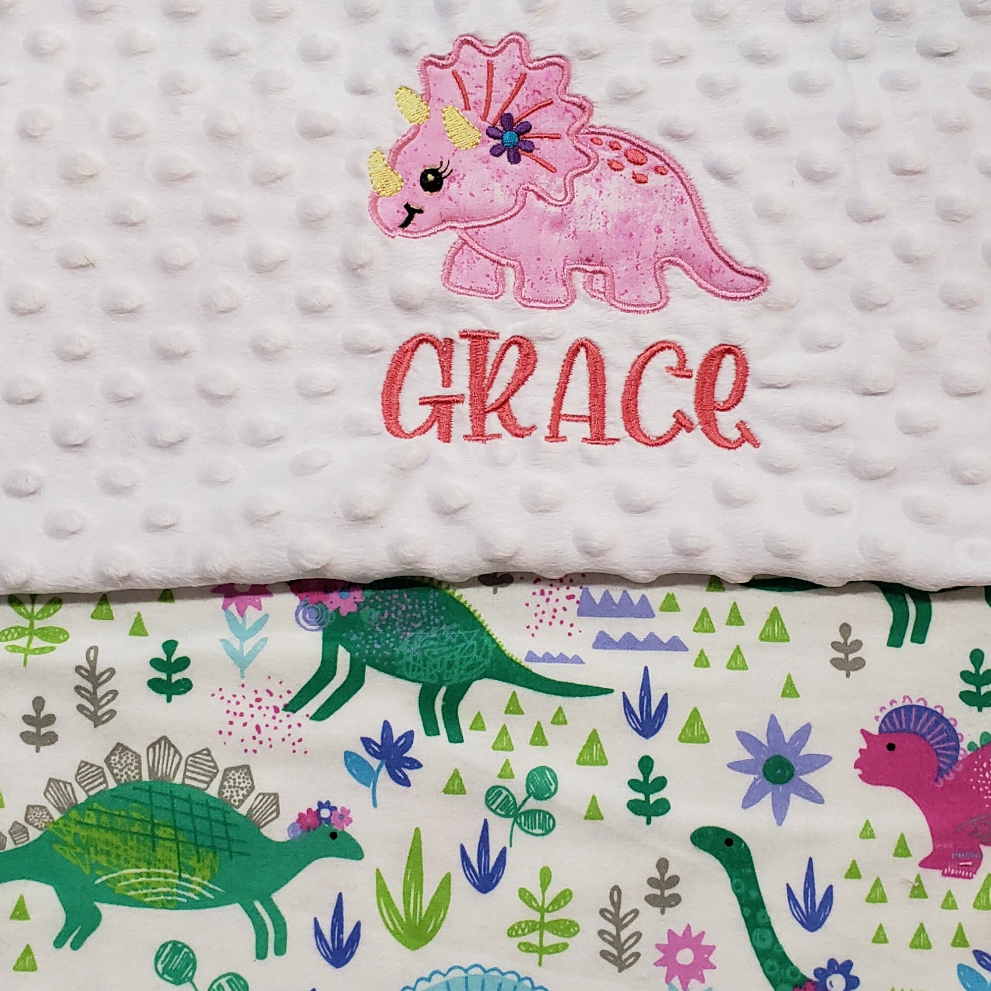 Personalized Dinosaur Baby Blanket / Girl Dinosaur Blanket Etsy