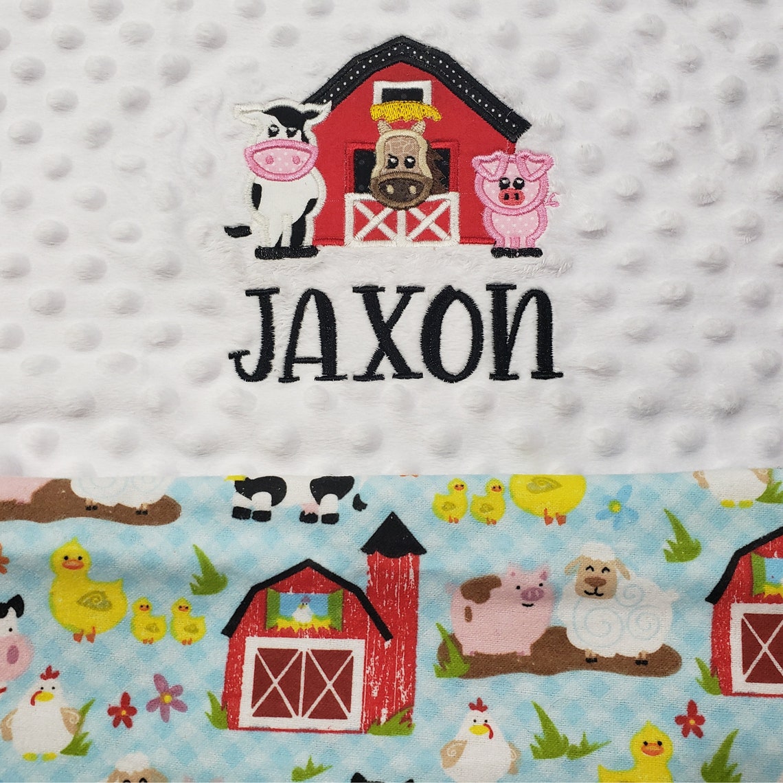 Farm Barnyard Animals Embroidered Personalized Baby Blanket / Etsy