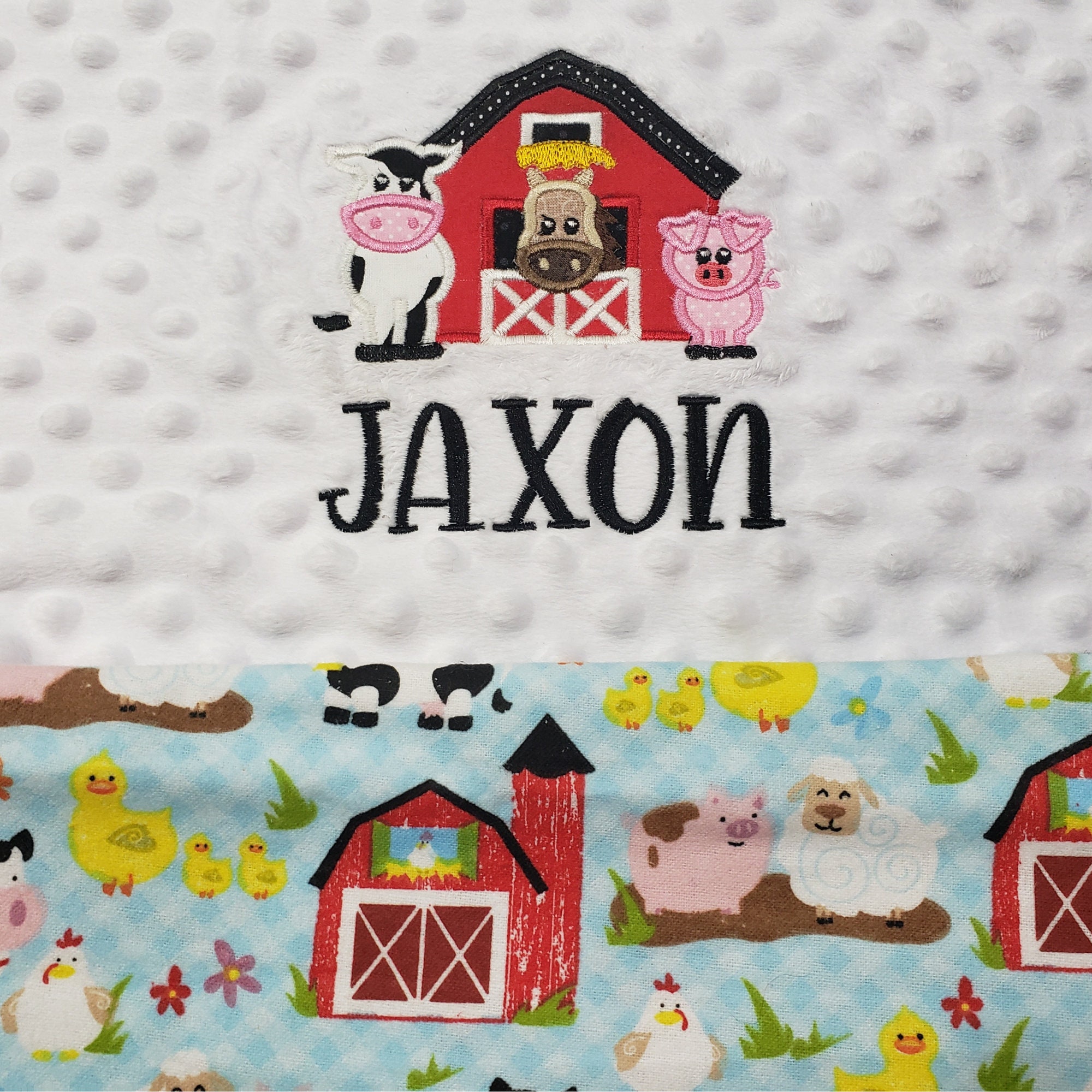 Farm Barnyard Animals Embroidered Personalized Baby Blanket / Etsy