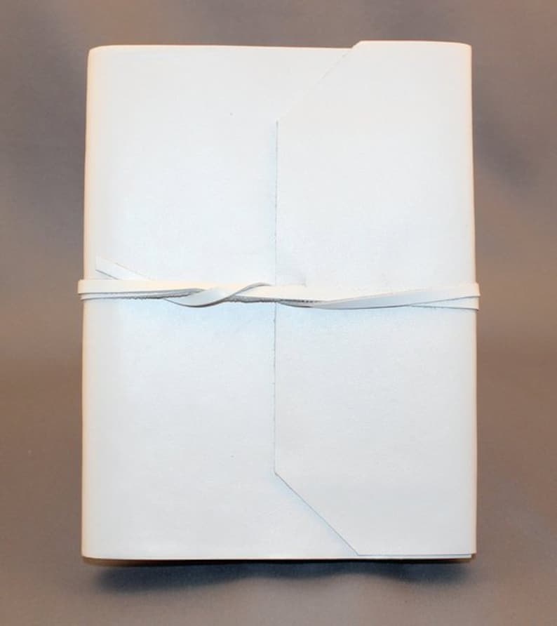 Leather book diary notebook blotter white 095b image 1