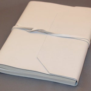 Leather book diary notebook blotter white 095b image 2