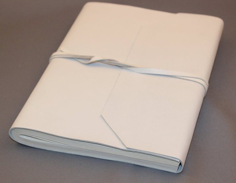 Leather book diary notebook blotter white 095b image 2